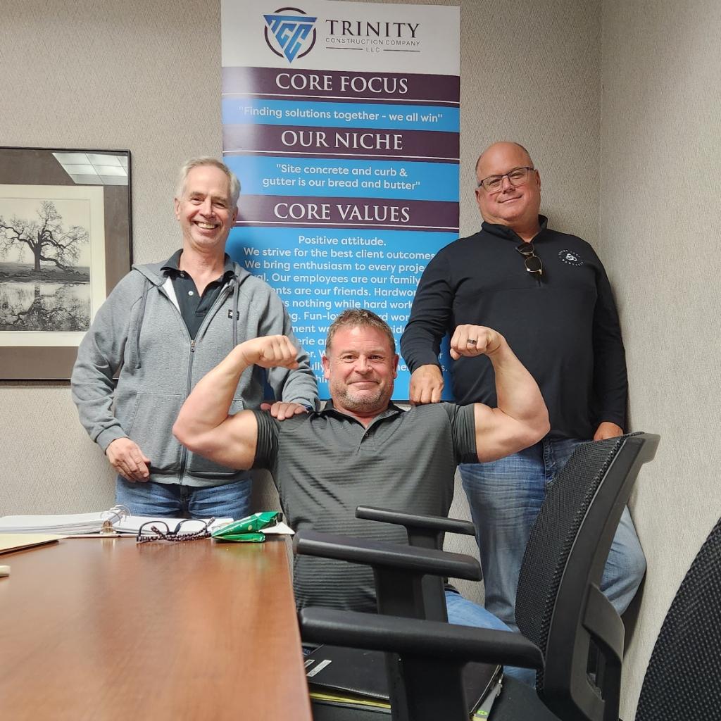 Jerry Breske and the Trinity Construction Company crew on a Brookfield, Wisconsin commercial concrete job site